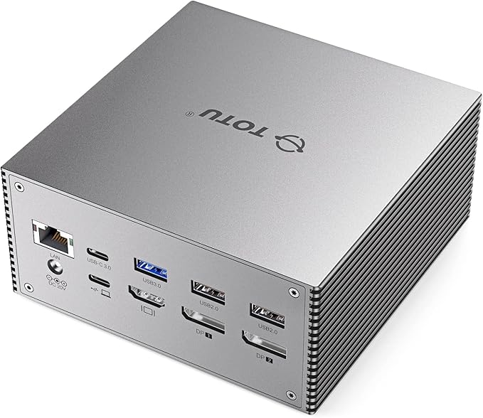 TOTU Upgraded Universal USB-C 4K Triple Display Docking Station with Charging Support for MacBook Pro &amp Windows Type C Systems (2 4K DP HDMI 6 USB Ports 60W USB PD)Extended Display for macOS