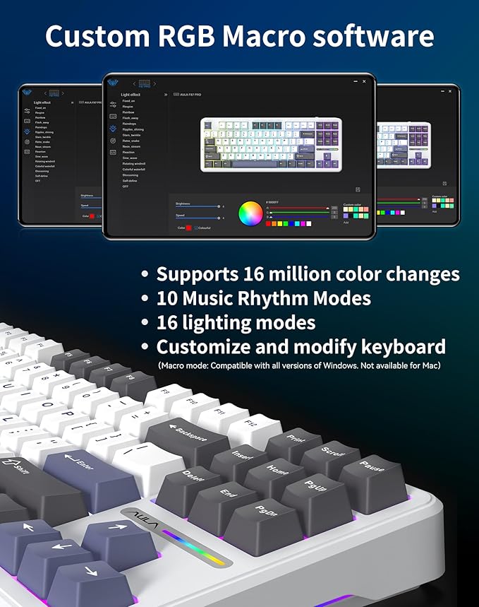 Aula F87 Pro Wireless Mechanical Keyboard 87-Key TKL Tri-Mode (BT5.0/2.4G/USB-C) Hot Swappable Gasket Mount Keyboard 4000mAh Battery RGB Backlit PBT Keycaps Custom Gaming Keyboard for PC Mac