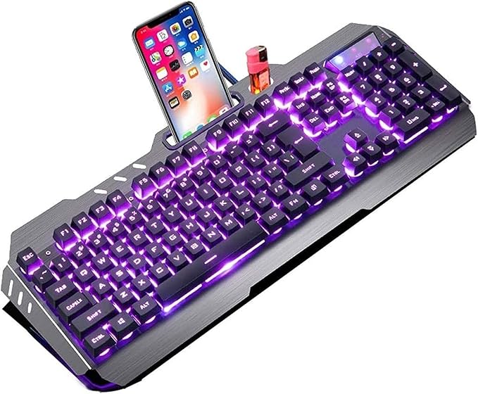RGB Backlit Mechanical Gaming Keyboard USB Wired Gaming Keyboard Ergonomic Mechanical Keyboard for PC Gamer Computer Desktop (Black)