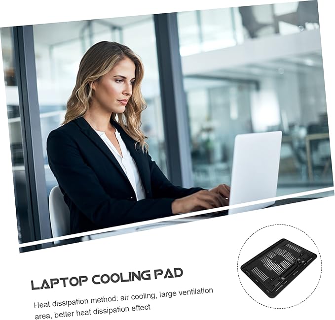 Tofficu Laptop Cooling Pad with Slip Feet Air Cooling Stand for Laptops Ergonomic Design for Neck Relief for Home Office Use