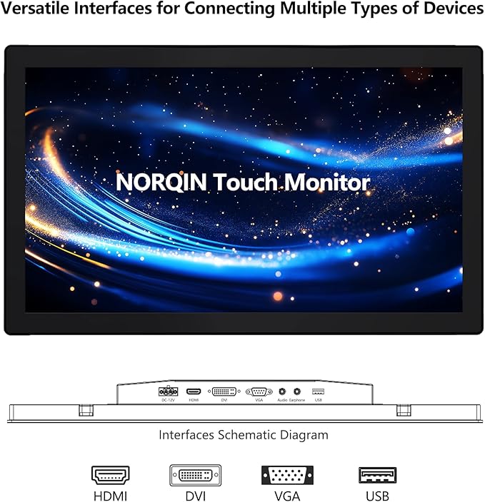 12.1 Inch Industrial Touchscreen Monitor10-Point Capacitive Touch IP65 LCD Display 16:10with VESA HDMI/VGA/DVI/USB/Audiofor Medical &amp Industrial &amp Kiosks POS.1024 * 768