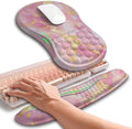 Hokafenle 2in1 Combination Wave Keyboard Wrist Rest and Ergonomic Curvature Mouse Pad Wrist Support for Relieve Wrist Pain Filled with Soft Cushion Memory Foam Golden Pink Marble