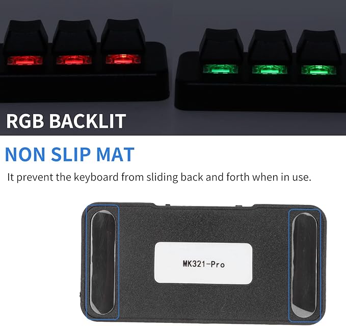 Mini 3 Key Keypad Mechanical Gaming Keyboard USB/2.4G/Bluetooth RGB Backlit Mini Programmable Macro Keypad One Handed Standard Keyboard
