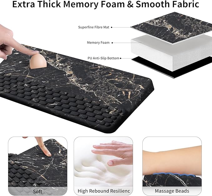 Keyboard Stand for Desktop Keyboards Wrist Rest Ergonomic Keyboards Holder for Easy Typing Working Wrist pad for Keyboards with Comfortable Wrist Rest for Keyboard Black Gold