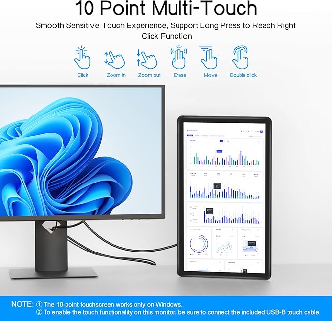 MAGEX 15.6 Touchscreen Monitor HDMI VGA DVI FHD 1080p IPS Rp Pi Touch Screen Monitor 10-Point Touch Display with Remote Control Speakers VESA Touch Screen for PC Pi POS Kiosk Industrial