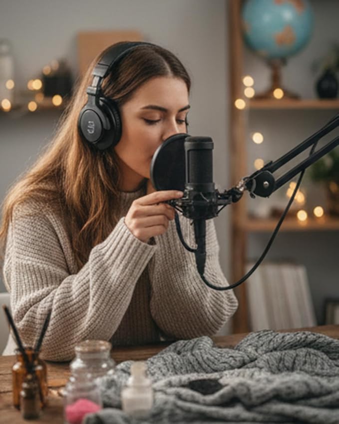Audio-Technica AT2035 Cardioid Condenser Microphone Bundle with Pop Filter XLR Cable and Austin Bazaar Polishing Cloth