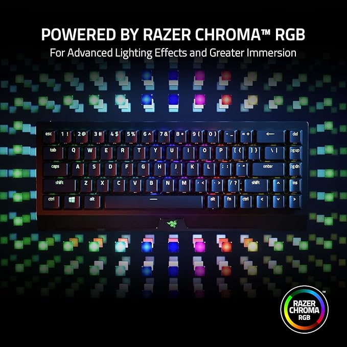 Razer BlackWidow V3 Mini HyperSpeed 65% Wireless Mechanical Gaming Keyboard: HyperSpeed Wireless Technology - Green Mechanical Switches- Tactile &amp Clicky - Doubleshot ABS keycaps - 200Hrs Battery