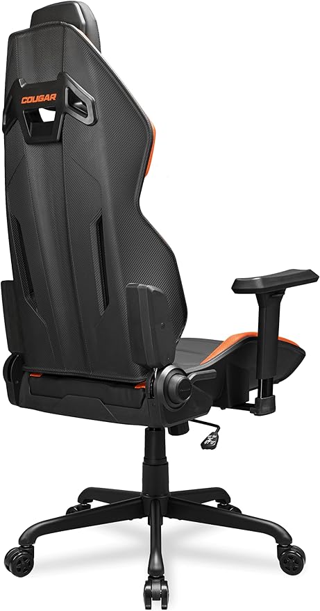 Cougar Hotrod Ergonomic and Comfortable Gaming Chair with Head and Lumbar Support Steel Frame and Base Reclining Backrest Tilt Mechanism Premium Hyper-Dura Leatherette 3D Armrest BK/Orange