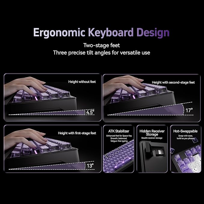 ATK A87 Pro Wireless Mechanical Keyboard 87-Key TKL Gasket Mount Hot-Swap Tri-Mode RGB (Starry Night)