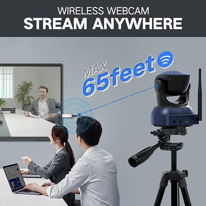 Gsou Wireless Webcam1080P HD Video Calling and Streaming CameraPlug and PlayAdjustable Field of Angle Computer Camera for PC/Mac/Laptop/MacBookWorks with ZoomMeetsSkypeTeams(with Tripod Stand)