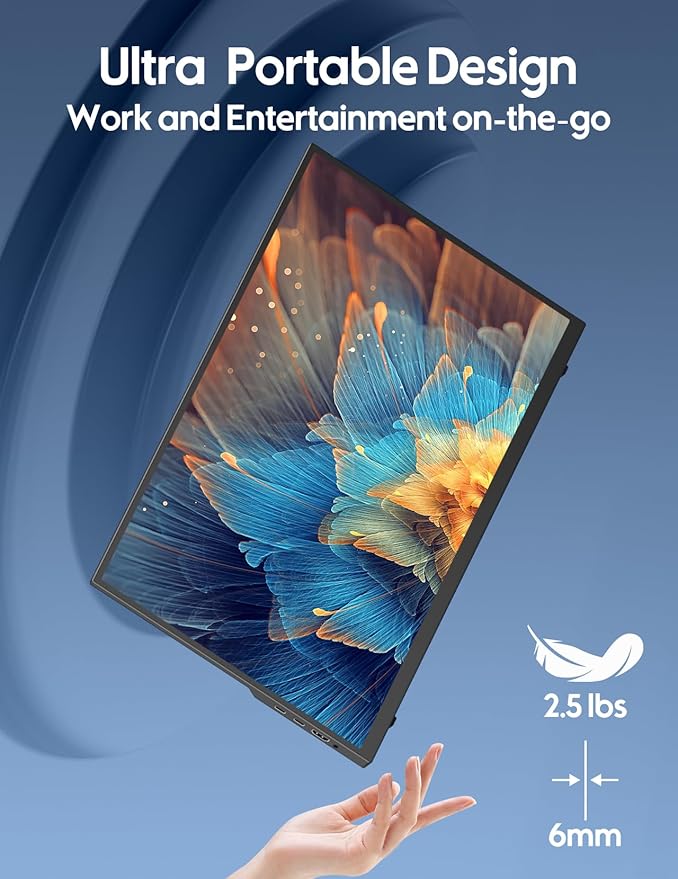 HONGO 18.5 inch 100Hz Portable Monitor 1080P Large Portable Monitor Stand FHD IPS Screen HDR Gaming Display Travel Second Monitor for Mac PC Xbox PS4/5