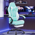 Ergonomic Video Gamer ChairsComputer Gaming Chairs with Massage Lumbar Support and footrestRacing Style Computer Chair Adjustable Headrest for Adults (Green)