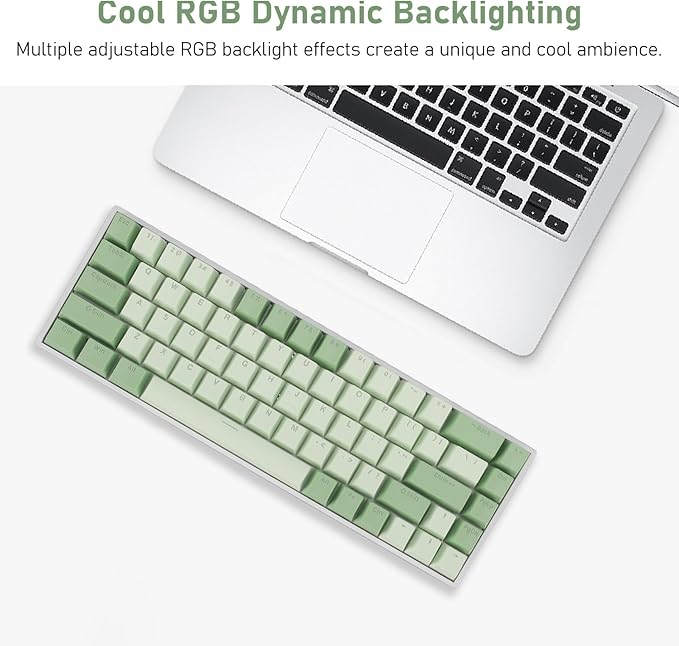 Bewinner RGB Mechanical Gaming Keyboard - 68 Keys 60% Mechanical Keyboard Matcha Theme Red Switch RGB Backlit USB Wired Keyboard for 2000 ME 7 8 10 for HarmonyOS