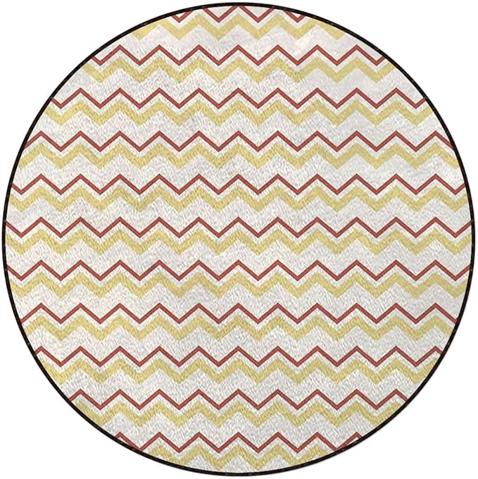 Aztec Round Rug Rugs Soft Non-Slip Circular Throw Rug Carpet for Shower Sink Powder Room Nursery Bedroom Table Waves Geometric Retro Style TilingMulticolor Diameter 60 in