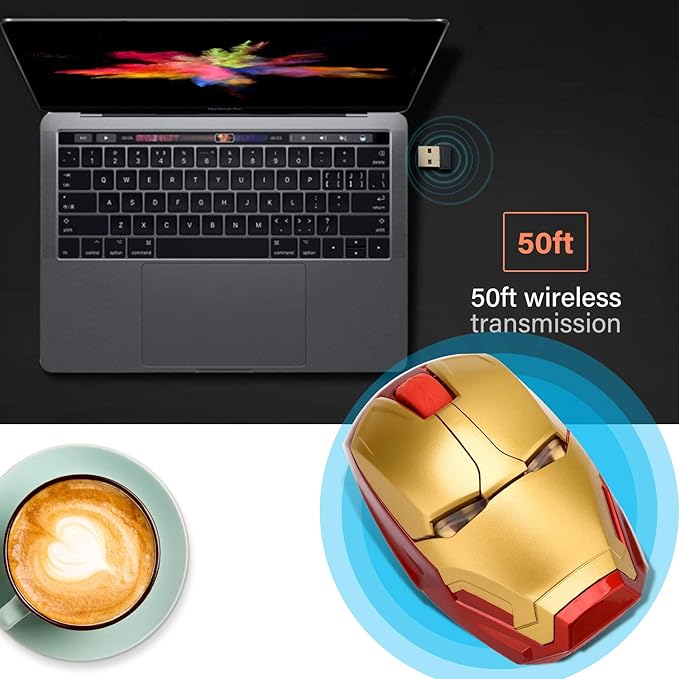 Cool Wireless Mouse 2.4 G Portable Ergonomic Optical Wireless Mouse with USB Receiver | for Notebook PC Laptop Computer MacBook | with 8G USB Flash Drive | 3 Adjustment Levels