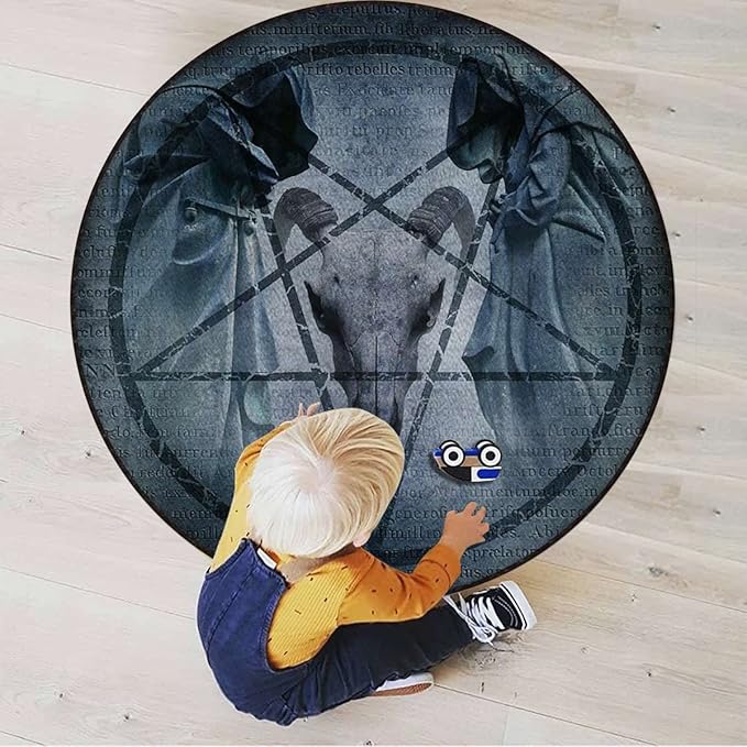 Halloween Room Round Chair Mat for Carpeted Floor Anti-Slip Floor Protector Gaming Computer Chair Mat for Office Gaming Horror House Artwork PentagramBlue Diameter 39.3 in
