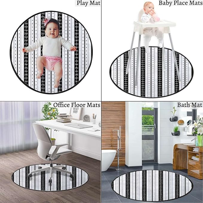 Modern Tribal Gaming Chair Mat for Hardwood Floor Anti-Slip Floor Protector Game Controller Rubber Gaming Computer Chair Mat Exotic Inspired Vertical StripsMulticolor Diameter 47.2 in