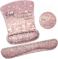 Ergonomic Mouse Pad Wrist Support Gel and Keyboard Wrist Rest Set Psalm 46:5 God is Within Her She Will Not Fall Design for Laptop Gaming and OfficeComfortable and Pain Relief + Coaster
