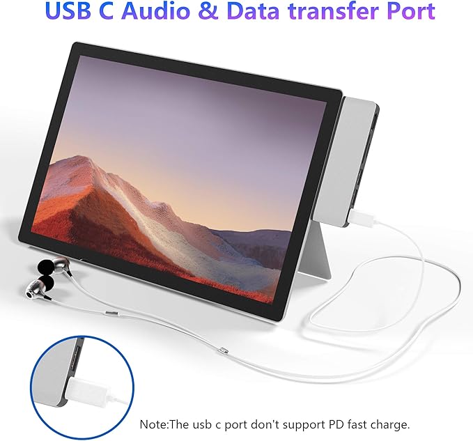 Surface Pro 7 USB C Hub 6-in-2 Aluminum Surface Pro 2019 Dock with 4K HDMI Adapter+ USB C Audio &amp Data Transfer Port +2 USB 3.0+SD/TF Card Reader Converter Combo Adaptor for Surface Pro 7