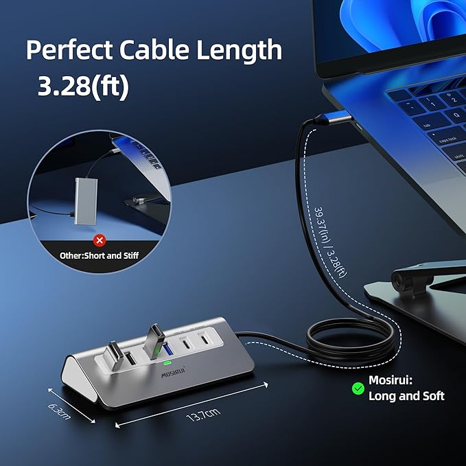 USB C HubMosirui 9 in 1 USB C Hub Multiport Adapter with 4K HDMIType C 3.0 5GbpsUSB A 3.0/2.0PD 100W SD/TF Card ReaderUSB C Dock for MacBook Pro/AiriPadiMaciPhoneHPDell and More (3.3 Ft)