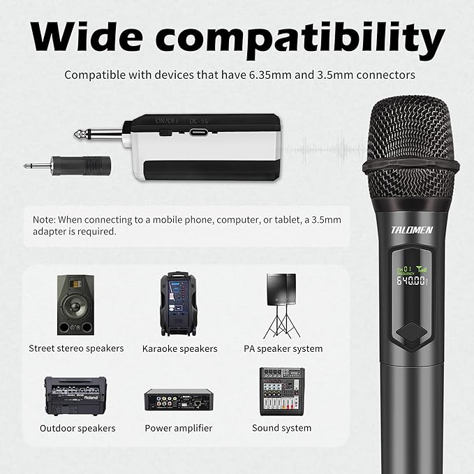 Wireless MicrophoneProfessional Dual Handheld Cordless Dynamic Mic System with Rechargeable Receiver(160 Ft)Karaoke Microphone Set for SingingKaraokeWeddingDJPartySpeechChurchK60-2