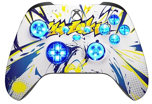 Silent Modz Custom Modded Controller 7 LED Colors Trigger Stopper w/Pro Grips compatible with Xbox Series S Xbox Series X Xbox One and Windows (Street Graffiti)