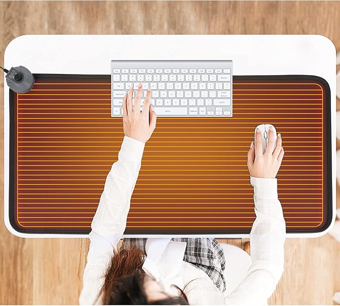 Mymyth Heated Desk Pad Warm Mouse Pad Foot Warmer - 8 Speeds Heated Control with Digital Display - 31.5‘’×17.5” Extended Edition Gaming Mouse Mat - Auto Shutoff