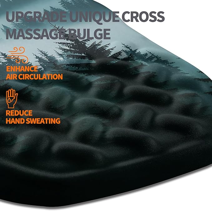Ergonomic Slope Mouse Pad Wrist Support Wrist Rest Mousepad for Carpal Tunnel Pain Relief with Massage Bulge and Slow Rebound Memory Foam (12x8 inch Foggy Forest)