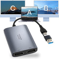 USB C to Dual HDMI Adapter 1080P 60Hz Multi-Monitor Splitter for MacBook/PC/Laptop - USB-A/USB-C to 2 HDMI Ports Aluminum Docking Station Audio Sync Windows/macOS Software Control MST