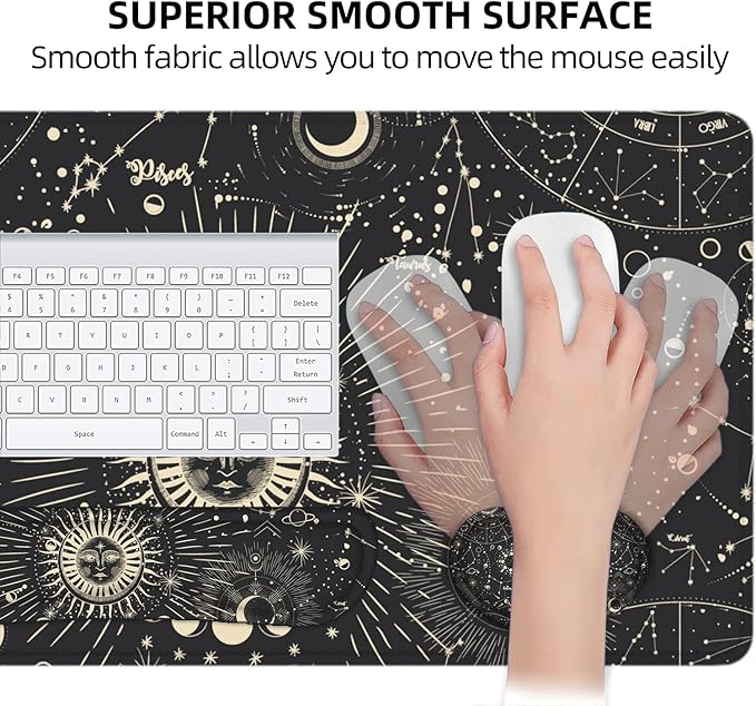 LATEEFAH Desk Mat Mouse Pad with Wrist Rest 4-in-1 Large Mouse Pads for Desk Ergonomic Mouse Pad and Keyboard Wrist Rest Gaming Keyboard Mat for Office Home