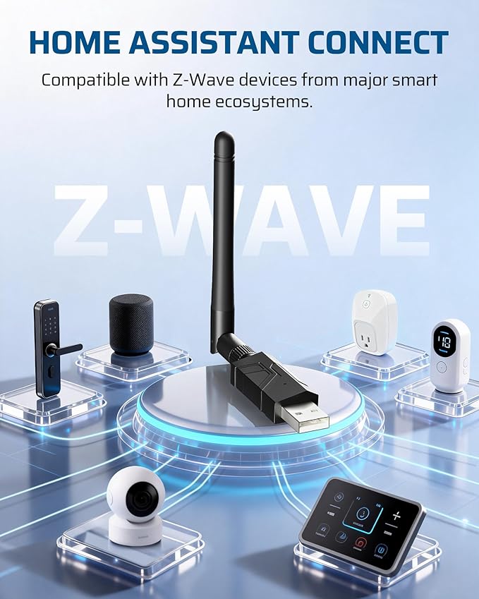 DEWENWILS 800 Z-Wave Dongle Long Range S2 USB Stick Compatible with Home Assistant &amp Other Smart Home Hubs Plug &amp Play USB Controller for DIY Smart Home