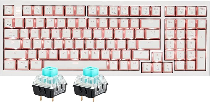 Hexgears X4 Wired Mechanical Keyboard with Number Pad USB-C Hot Swappable Custom Keyboard Pre-lubed Clicky Switches White LED Backlit Computer Gaming Keyboards for PC/Tablet