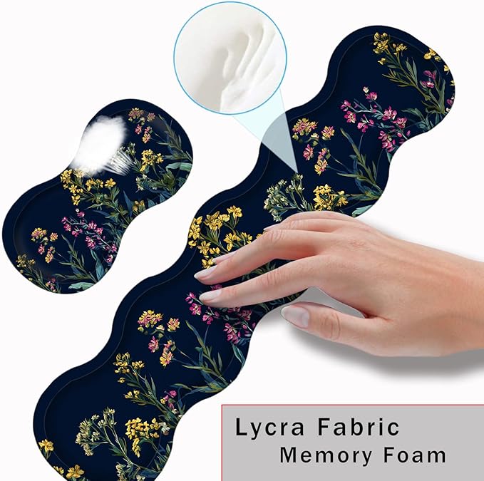 Keyboard Wrist Rest and Mouse Pad with Wrist Support Set Ergonomic CoasterMemory FoamEasy Typing Pain ReliefLarge XL Desk Mat 31.5x 11.8Garden Flowers