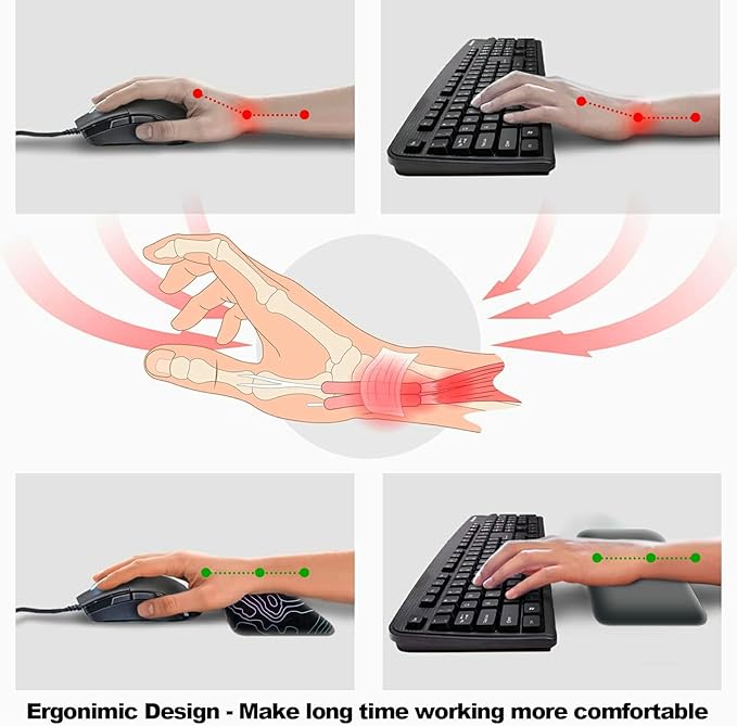 Wrist Rest for Computer Keyboard Small Mouse Pad and Desk Pad Mat 23.6 x 11.8 Set Office Desk Mat Non-Slip PU Desk Mat for Computer Laptop Office Gaming Home and Writing Pink Line