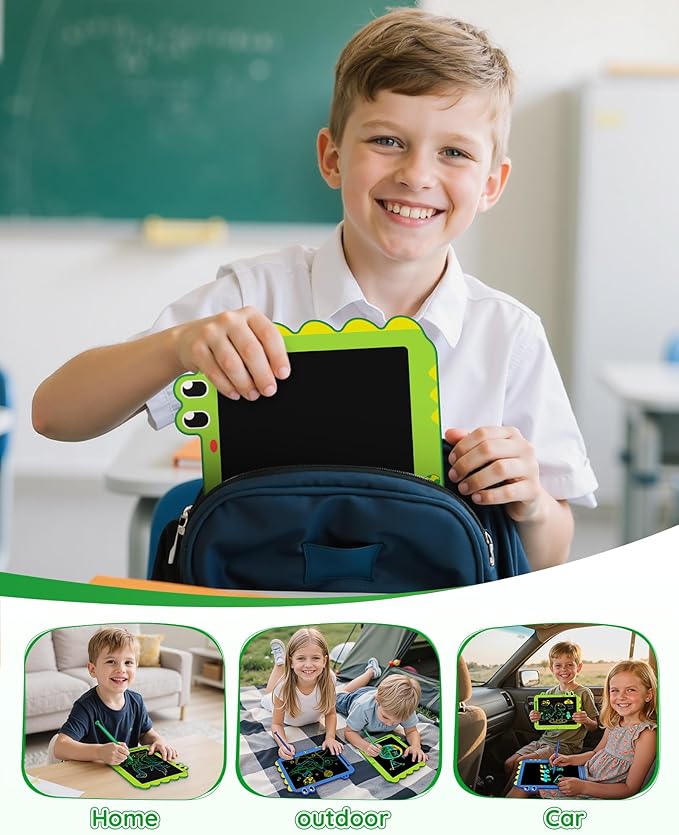 ORSEN 12 Inch LCD Doodle Board Tablet Toy - Green Dinosaur Drawing Pad for Kids 3-6 Years Old - Christmas and Birthday Gifts