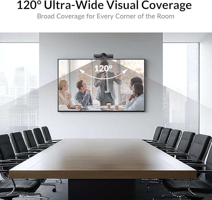AV Access 4K Conference Room Camera 1/1.8' Sensor Individuals Gallery 120° FOV 5X Digital Zoom Auto Framing Presenter Tracking Dual Mics ePTZ Privacy Cover Work with Teams Zoom Meet
