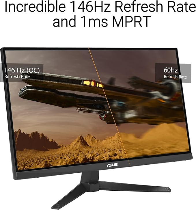 ASUS TUF Gaming 24” (23.8” viewable) 1080P Monitor (VG249QE5A) - FHD 144Hz Overclock to 146Hz IPS Extreme Low Motion Blur Sync 1ms Speakers Variable Overdrive DisplayWidget Center 3yr Warranty