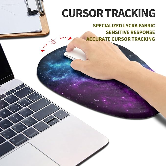 Hokafenle Ergonomic Mouse Pad Wrist Support Terraced Slope Carpal Tunnel Wrist Pad for Mouse with Unibody Memory Foam Wrist Rest Pain Relief Mousepad (Galaxy 11.8x7.9 in)