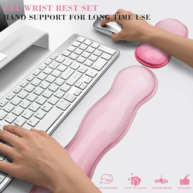 Gel Wrist Rest for Keyboard and Mouse Wrist Rest for Keyboard Mouse Wrist Support Pain Relief Cool Touch Non-Skid Keyboard and Mouse Wrist pad Set
