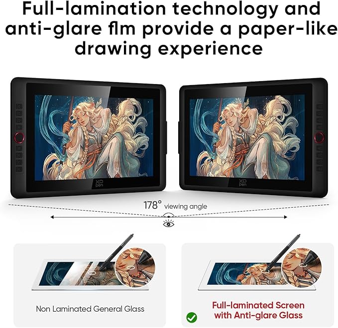 XPPen Artist 15.6 Pro V2 LCD Pen Tablet 16384 Level Pen Pressure X3 Pro Pen Full Laminated AG Screen 99% sRGB High Precision Drawing 8 Shortcut Keys Stand Included