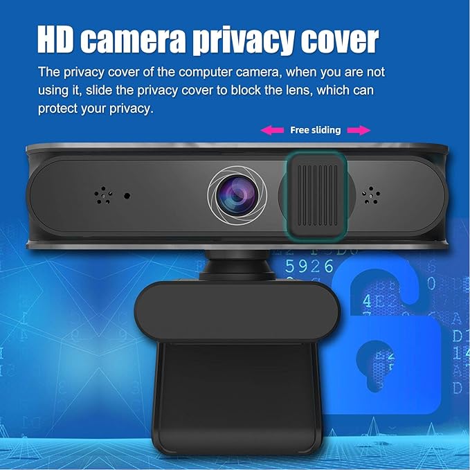 5MP 1080P Webcam with 80° Wide Angle Lens CMOS Sensor and Auto Low Light Correction for Online Teaching Business Meetings and Live Streaming on Multiple Platforms