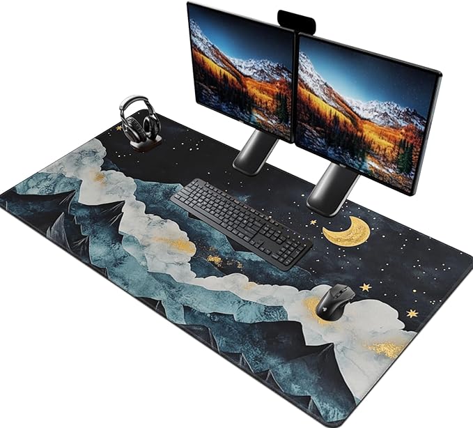 3XL Huge Gaming Mouse Pad Oversized (48x24) - Extra Large XXXXL Mouse Pads for Full Desk Mountain Mousepad with Stitched Edges Non-Slip Rubber Base Desk Mat for Laptop Computer &amp PC