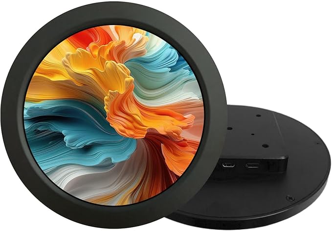 VSDISPLAY DIY Round Screen Display 4 Inch Circle LCD 720x720 with Mini H/D Input for PC MonitoringCar DashboardGaming ModsBlack