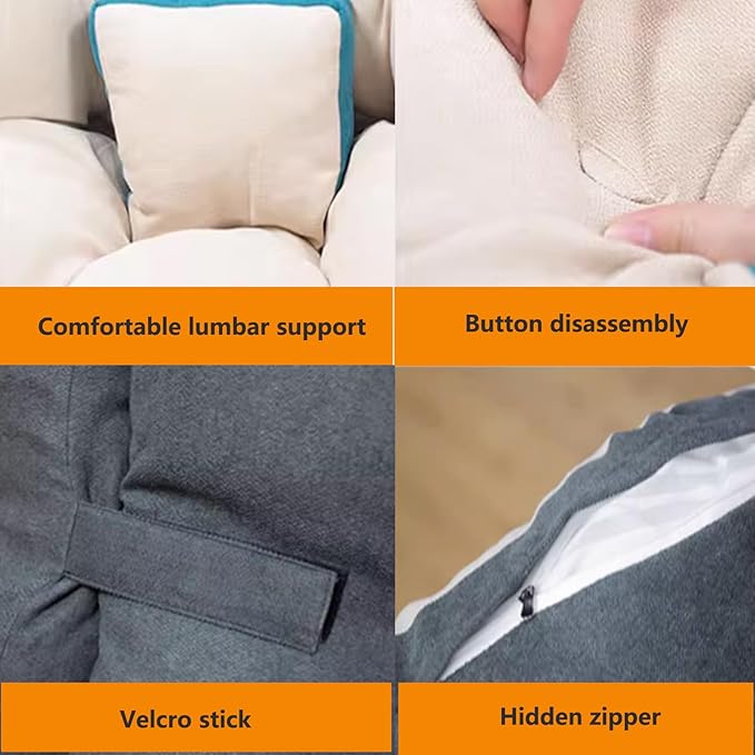 Folding Floor Sofa Chair Lounger Folding Sleeper Bed Couch Recliner Video Gaming Floor Chair with Lumbar Pillows Lazy Lounger for TV Reading Relaxing blue-59 * 31inch