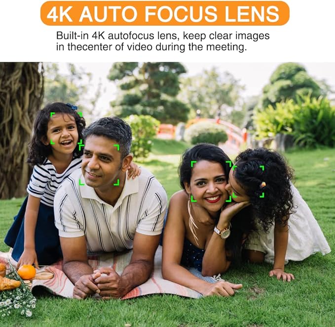 4K Webcam 8MP Ultra HD Live Video Conference Camera with Built-in 4 Microphones 360 Degree Swivel Computer Web Camera with Privacy Shutter and Tripod USB Webcam for PC Mac Laptop Computer