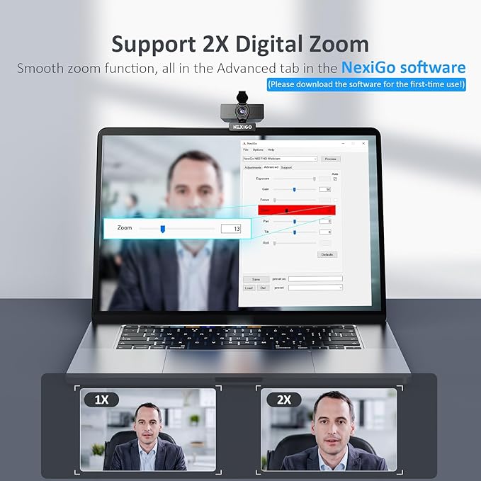 NexiGo N60 Pro (Gen 2) 1080P Webcam with Distortion-Free Lens USB A to Type-C Data Cable Noise Reduction Mic &amp Privacy Cover for Zoom/Skype/Teams/Webex Laptop MAC PC Desktop