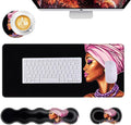 Mouse PadLarge Desk Mat Set 4in1 XL Mousepad + Keyboard Wrist Rest+Mouse Wrist Rest+Coaster with Ergonomic Desk Pad for Home Office Table Computer Cover -African Woman