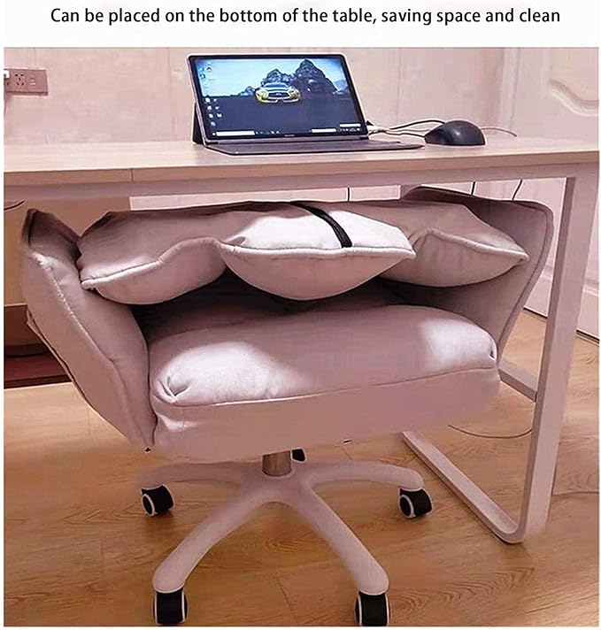 Katzowen Home Office Chair Dwelling backrest Gaming Chair Reclining Swivel Chair Simple Lift Cute Group Chair Faineant Learning (Color : Khaki)