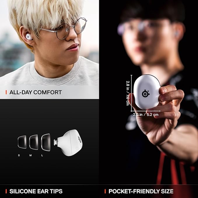 SteelSeries Arctis GameBuds for PlayStation/PC/Switch/Mobile — Quick-Switch 2.4GHz + Bluetooth 5.3 — Active Noise Cancelling — 100+ Game Audio Presets — 40H Battery with Qi Charging Case - White