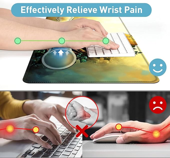 Large Mouse Pad and Keyboard Wrist Rest Desk Pad for Keyboard and Mouse 4-in-1 Large Gaming Mouse Pad with Wrist Support Desk Mat for Home Office Study GameSkeleton and Butterfly